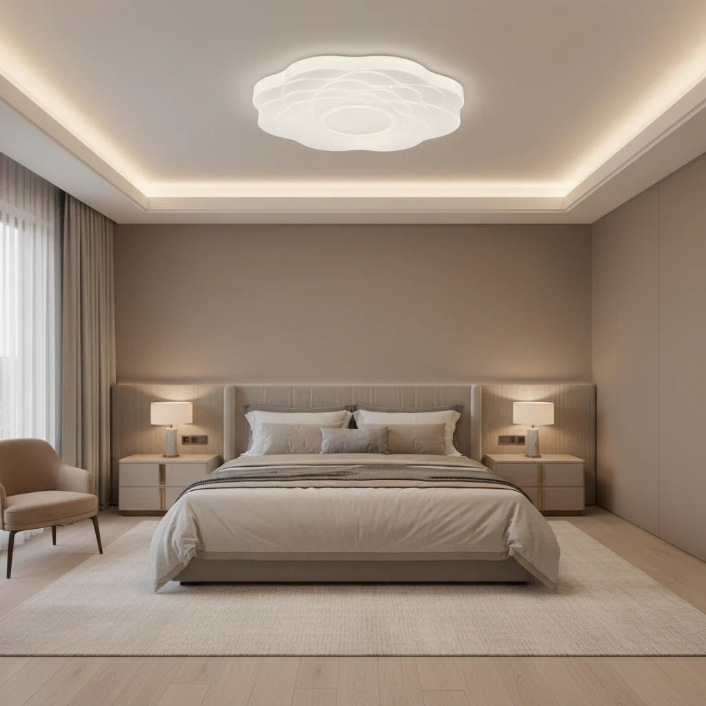 Plafoniera LED Floare 35 cm, 32W, 3000K / 4000K / 6000K, Alb, Metal si Acril