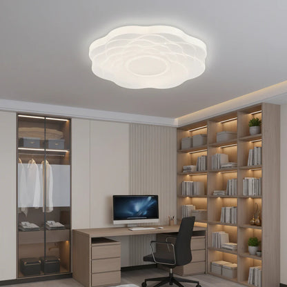 Plafoniera LED Floare 35 cm, 32W, 3000K / 4000K / 6000K, Alb, Metal si Acril