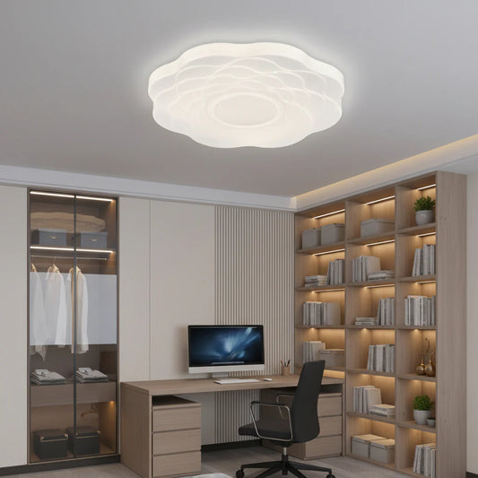 Plafoniera LED Floare 35 cm, 32W, 3000K / 4000K / 6000K, Alb, Metal si Acril
