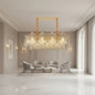 Candelabru Cristal VETRA Supremo 15xE14, 100x35 cm, Auriu, Inaltime Reglabila, Metal si Cristal
