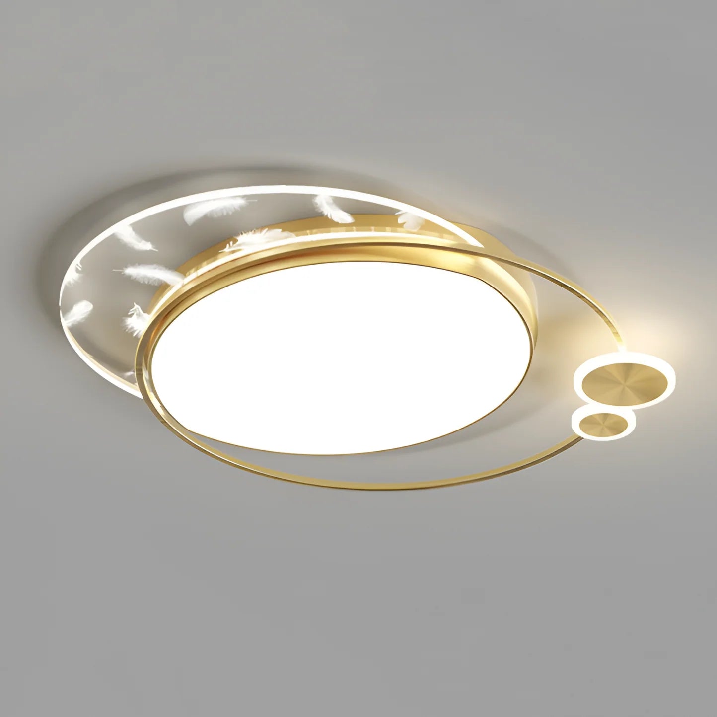 Lustra LED Lorenzo cu Telecomanda, 40W, Dimabila, Auriu, Metal si Acril, 3000K/4000K/6000K