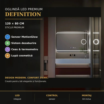Oglindă LED Definition 120x80 cm – prezentare premium