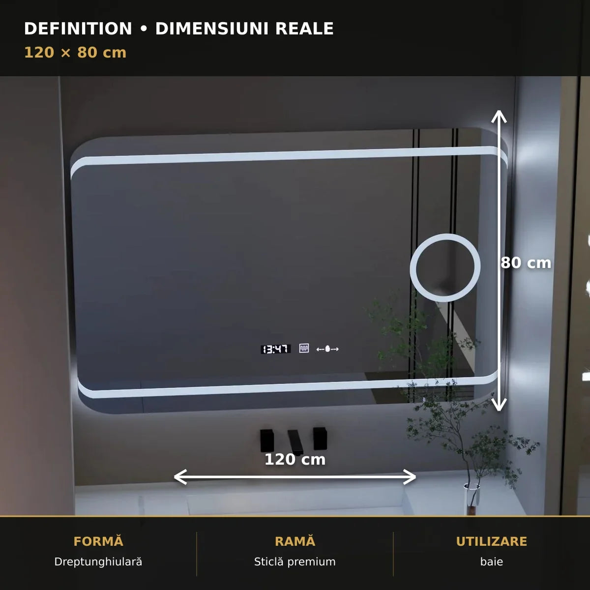Oglindă LED Definition 120x80 cm – dimensiuni