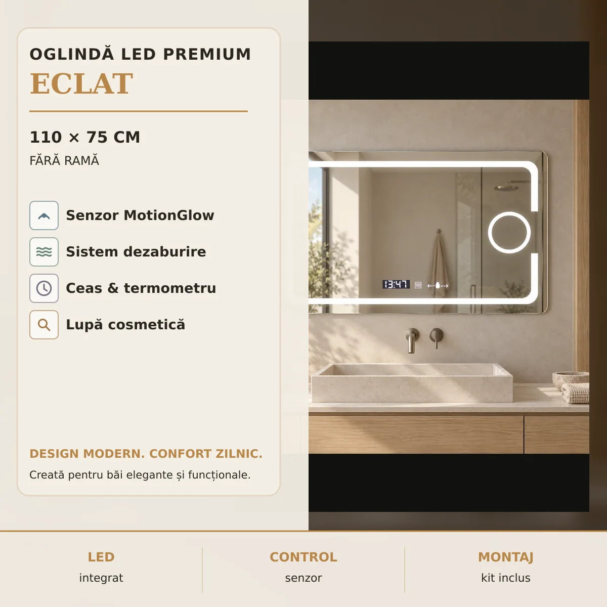 Oglinda LED Eclat 110x75 cm - imagine principala