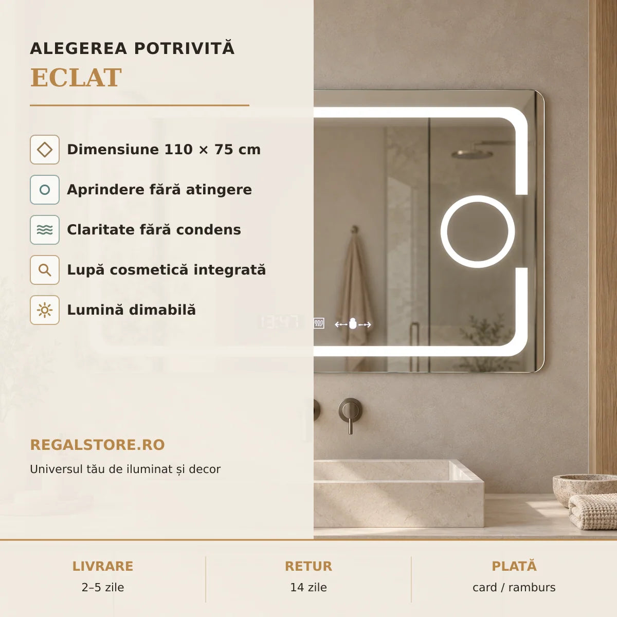 Oglinda LED Eclat - beneficii principale