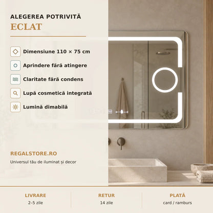 Oglinda LED Eclat - beneficii principale