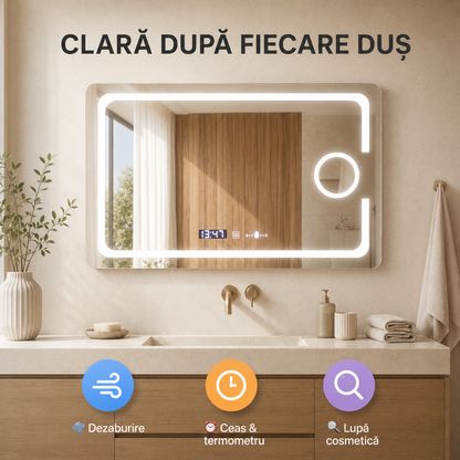 Oglindă LED Eclat - dezaburire ceas și lupă
