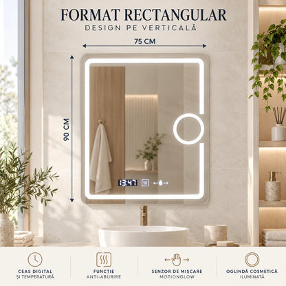 Oglinda LED Eclat MotionGlow 75x90 cm - dimensiuni
