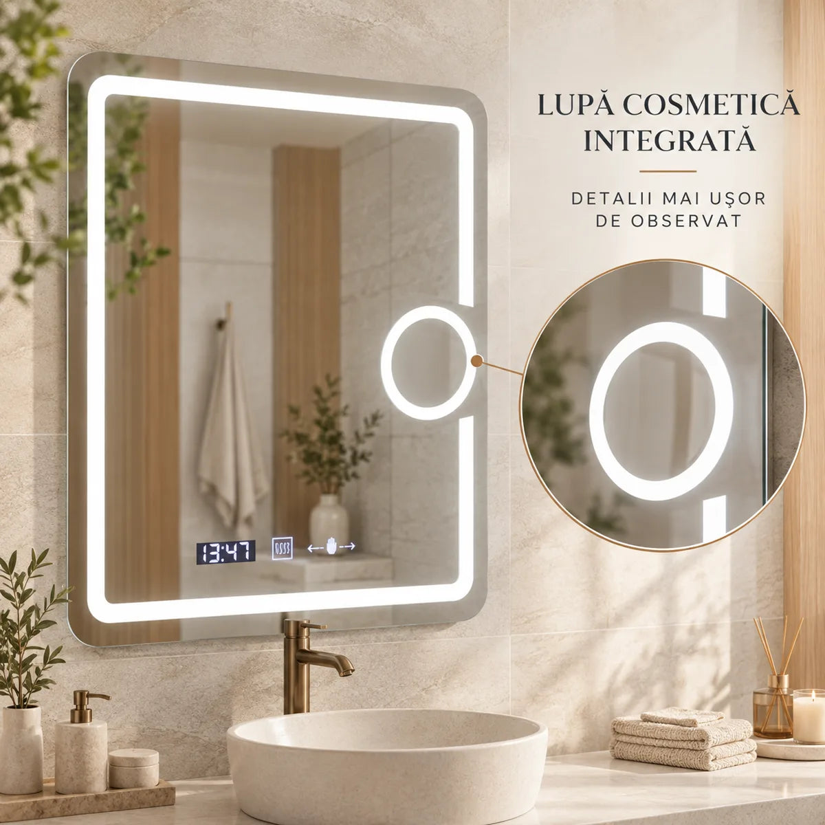 Oglinda LED Eclat - lupa cosmetica integrata