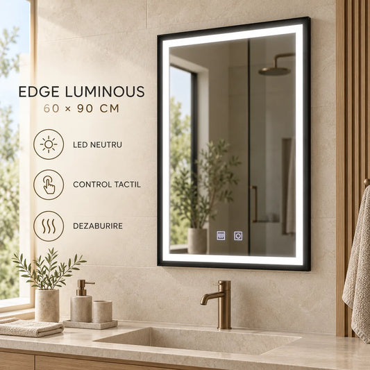 Edge Luminous 60x90 cm - oglinda LED cu rama neagra