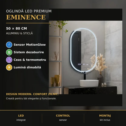 Oglindă LED Eminence 50x80 cm – prezentare premium