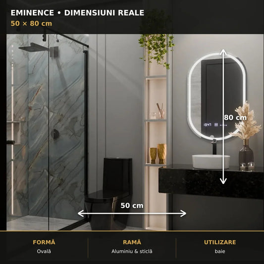 Oglindă LED Eminence 50x80 cm – dimensiuni