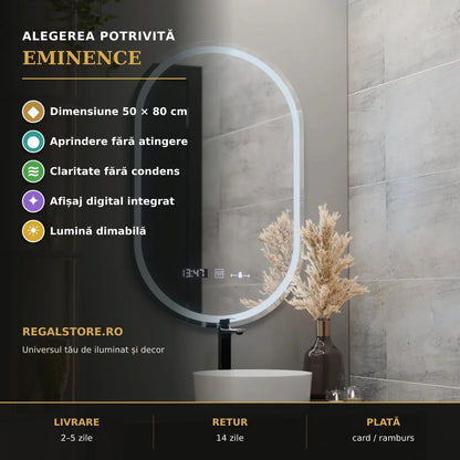Oglindă LED Eminence 50x80 cm – beneficii