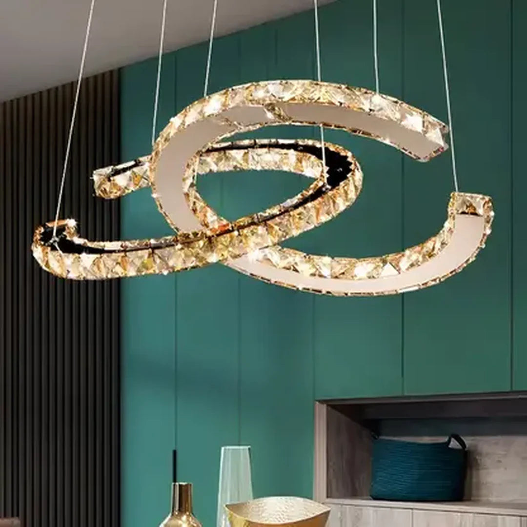 Lustra LED PRISM Antea, Telecomanda, 40W, Cristal si Metal, Dimabila, Inaltime Reglabila, Lumina Rece/Calda/Neutra