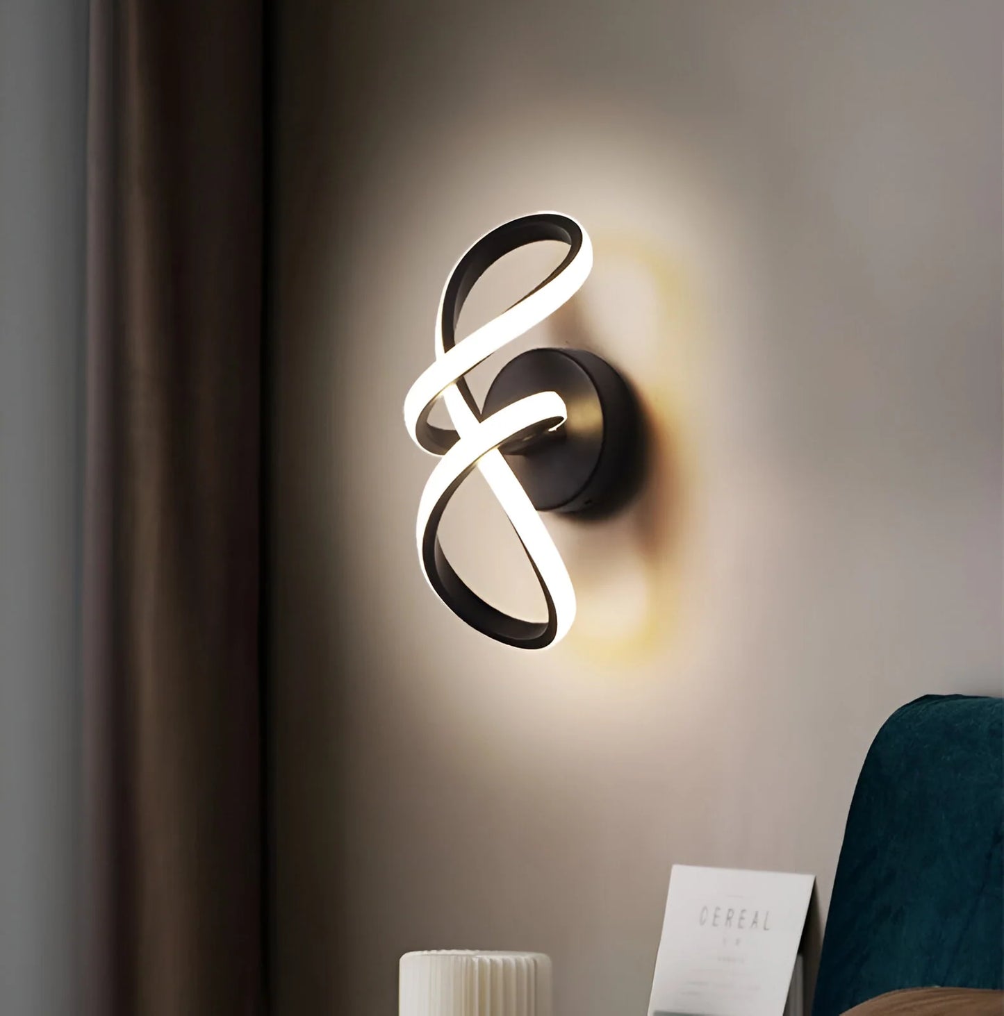 Lustra LED VERTEX Pulse, 24W, Ondulata, Lumina Rece/Calda/Neutra, Negru