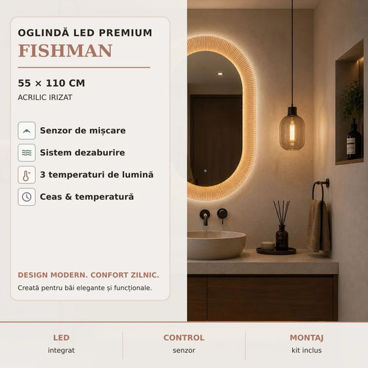 Oglinda LED Fishman 55x110 cm - imagine principala