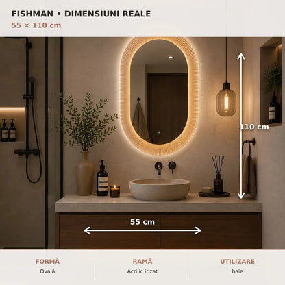Oglinda LED Fishman 55x110 cm - dimensiuni