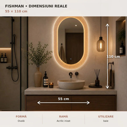 Oglinda LED Fishman 55x110 cm - dimensiuni