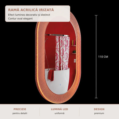 Oglinda LED Fishman - rama acrilica irizata