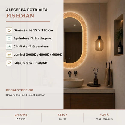 Oglinda LED Fishman - beneficii principale
