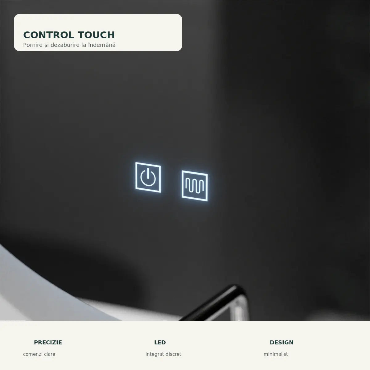 Oglinda LED Fluido - detaliu control touch