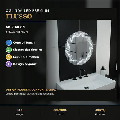 Oglindă LED Flusso 60 cm – prezentare premium