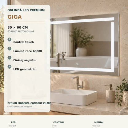 Oglinda LED Giga 80x60 cm - imagine principala
