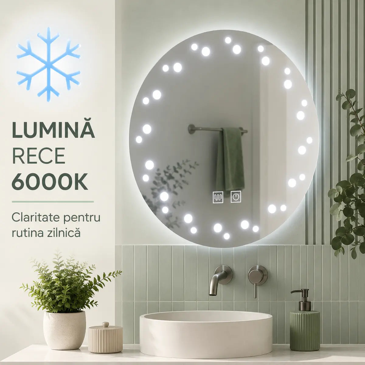 Oglindă LED Ivory – lumină rece 6000K
