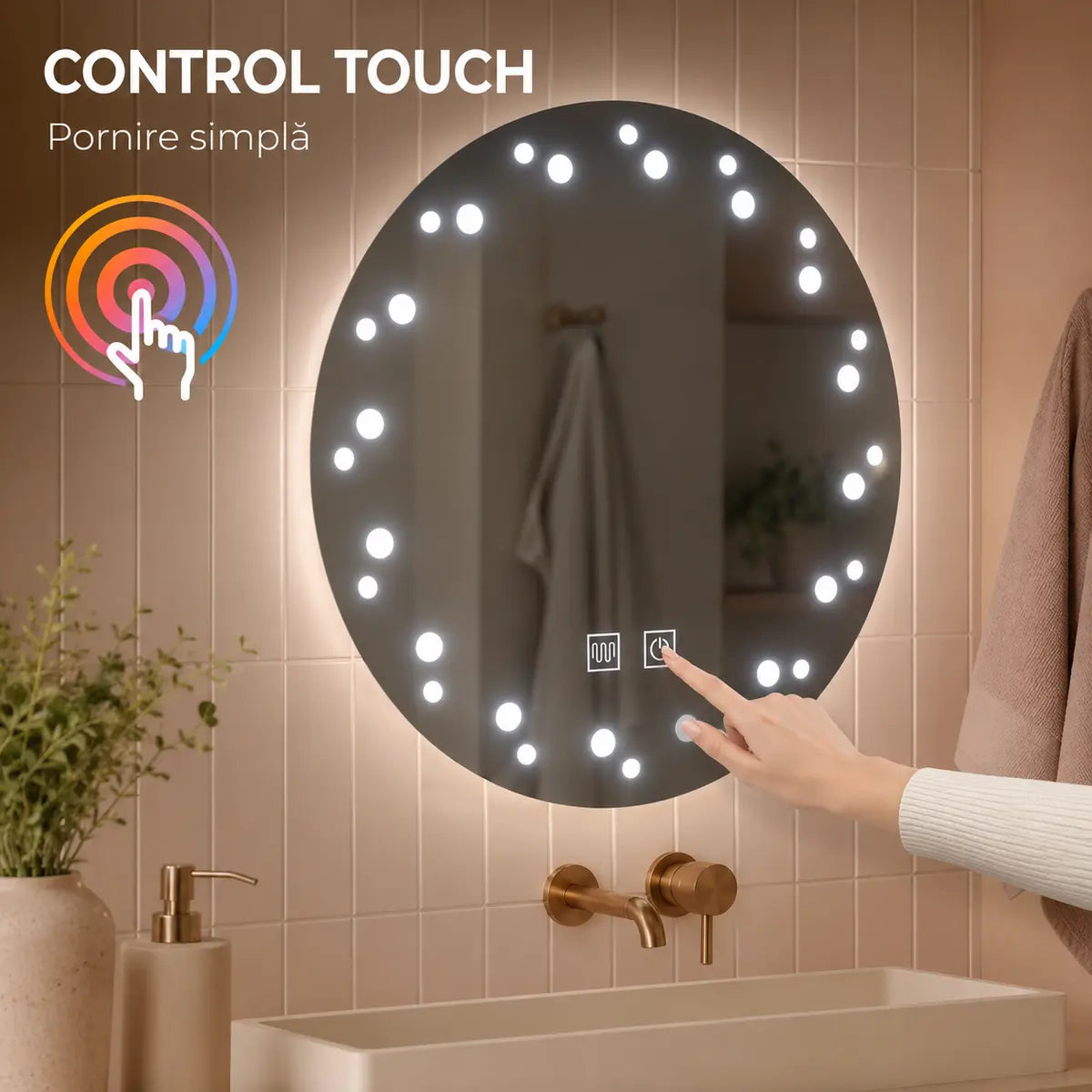 Oglindă LED Ivory – control touch