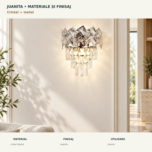Aplica Cristal Juanita - cristal metal si finisaj argintiu