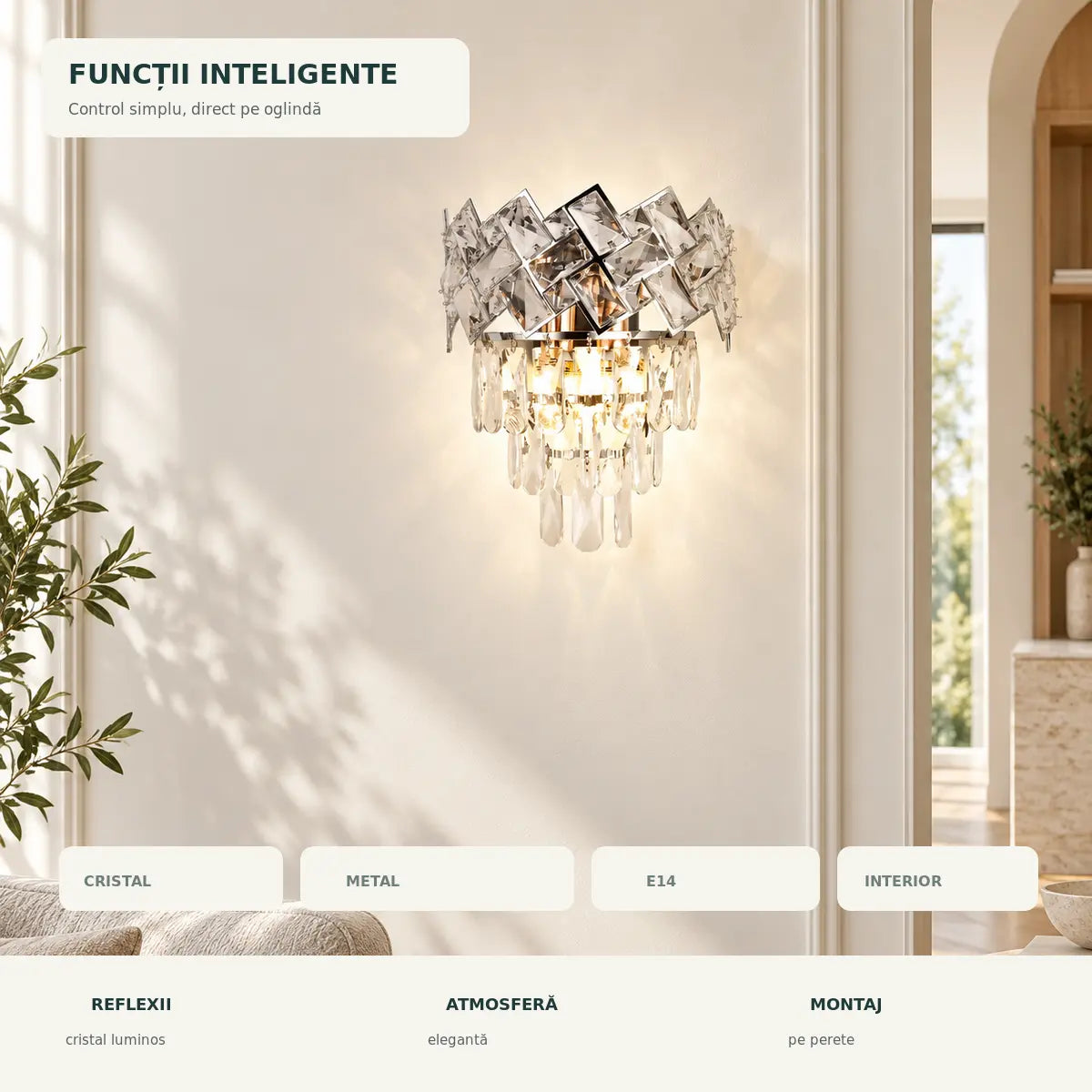 Aplica Cristal Juanita - soclu E14 si utilizare interior