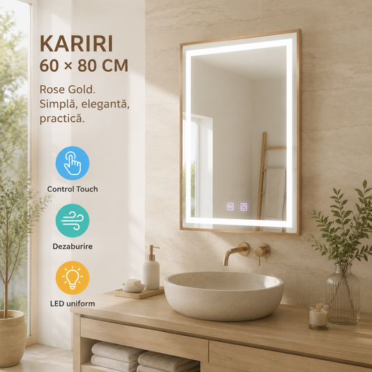 Oglindă LED KARIRI 60x80 - prezentare premium