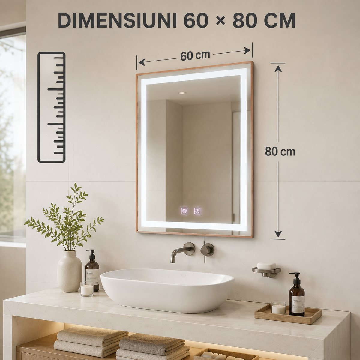 Oglindă LED KARIRI 60x80 - dimensiuni