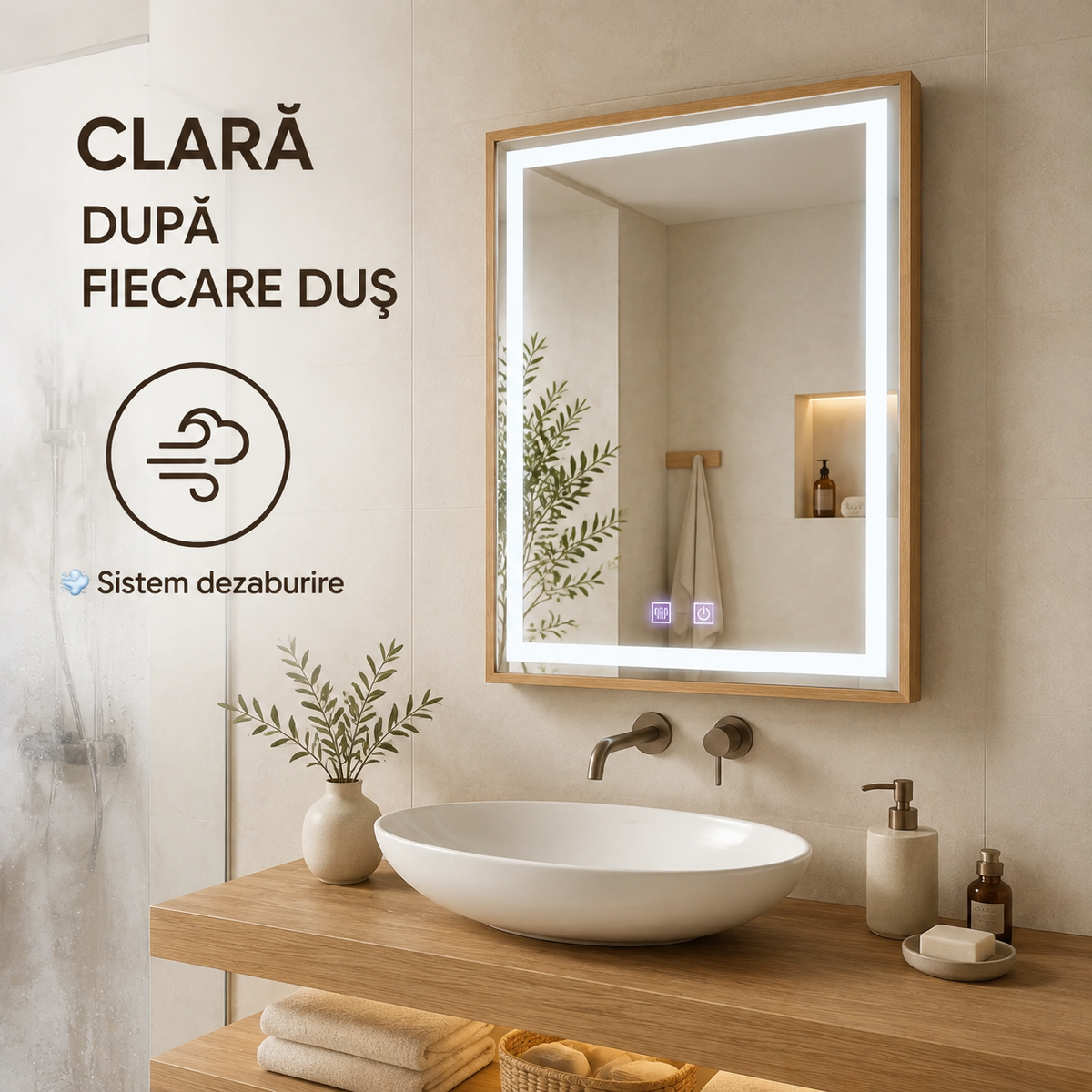 Oglindă LED KARIRI - dezaburire