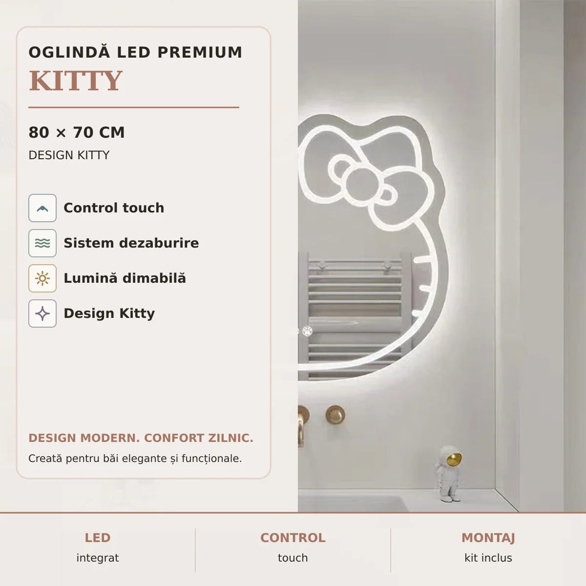 Oglinda LED Kitty 80x70 cm - imagine principala