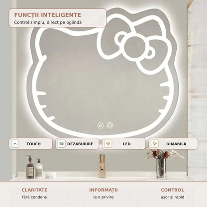 Oglinda LED Kitty - touch dezaburire si lumina dimabila
