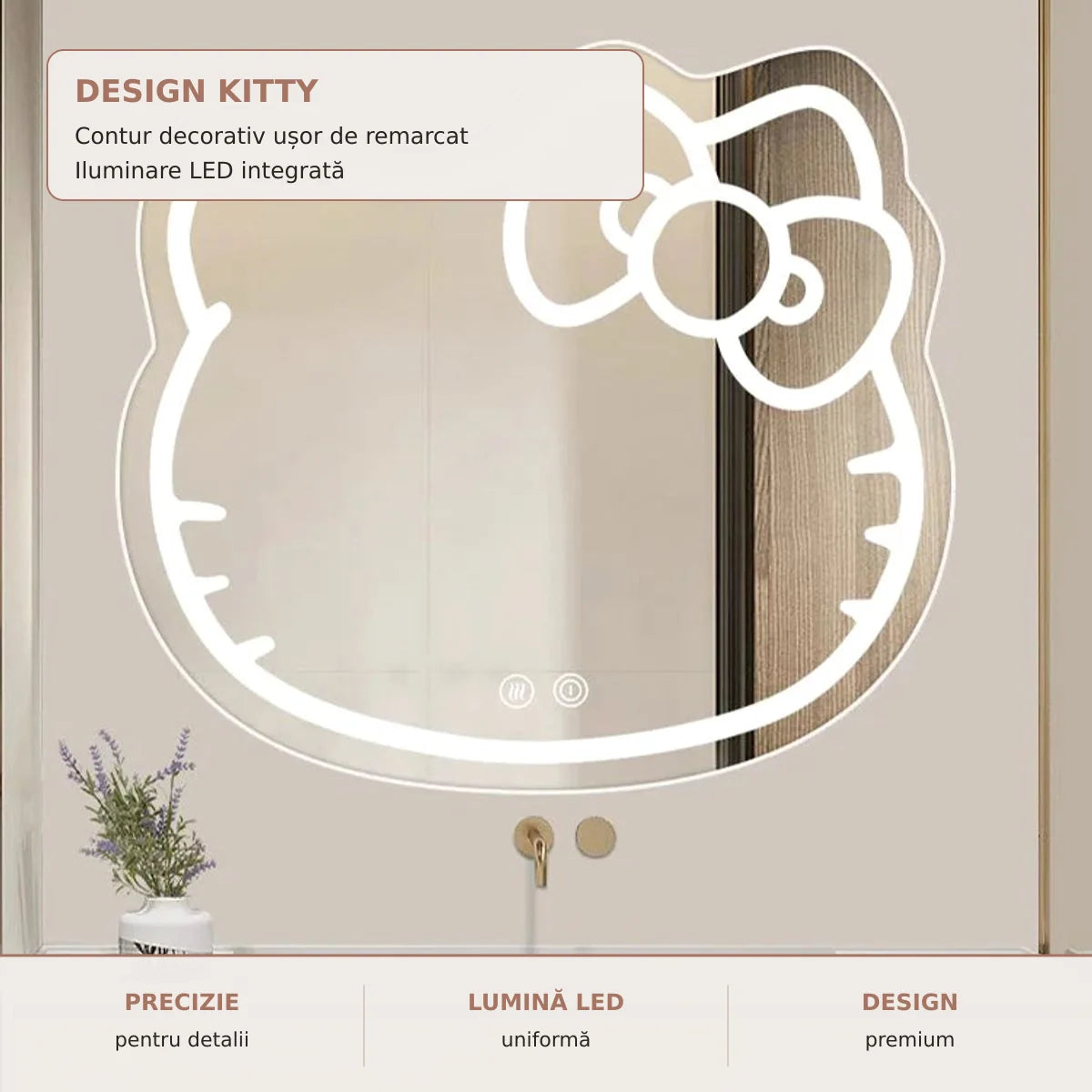 Oglinda LED Kitty - design decorativ