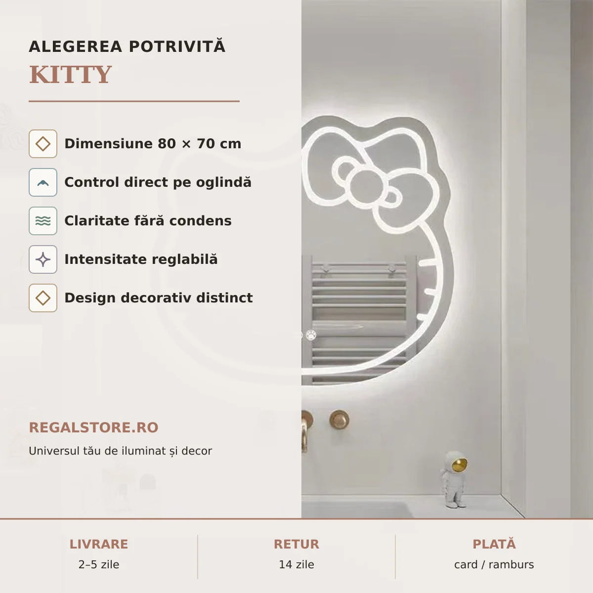 Oglinda LED Kitty - beneficii principale