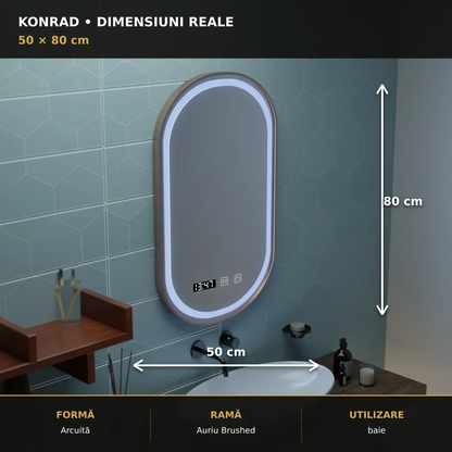 Oglindă LED Konrad Gold 50x80 cm – dimensiuni