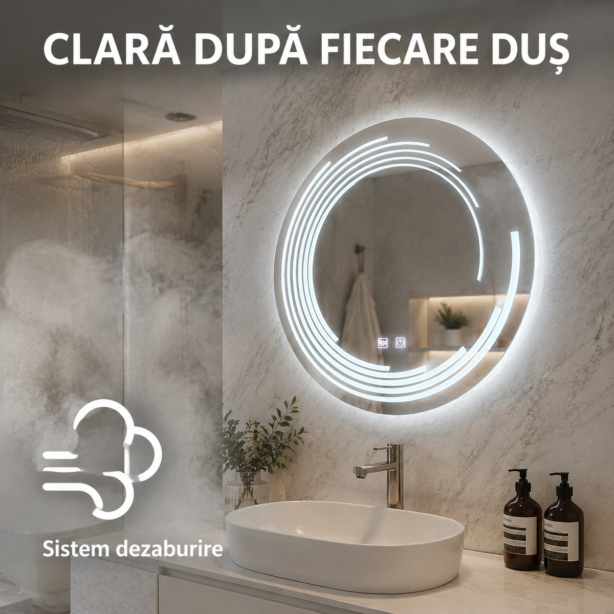 Oglindă LED Lira Verita - sistem dezaburire