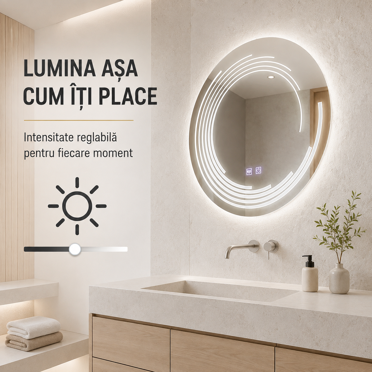 Oglindă LED Lira Verita - intensitate reglabilă