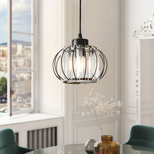 Lustra Clasica Moderna, Suspendata, Monica LC910/3LBK, 3 X E27, Negru, Metal si Sticla, Inaltime Reglabila