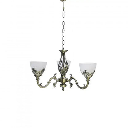 Lustra Rustic COTTAGE, 3*E27, Bronz Antichizat, Metal si Sticla