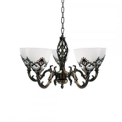 Lustra Rustic COTTAGE, 5*E27, Bronz Antichizat, Metal si Sticla
