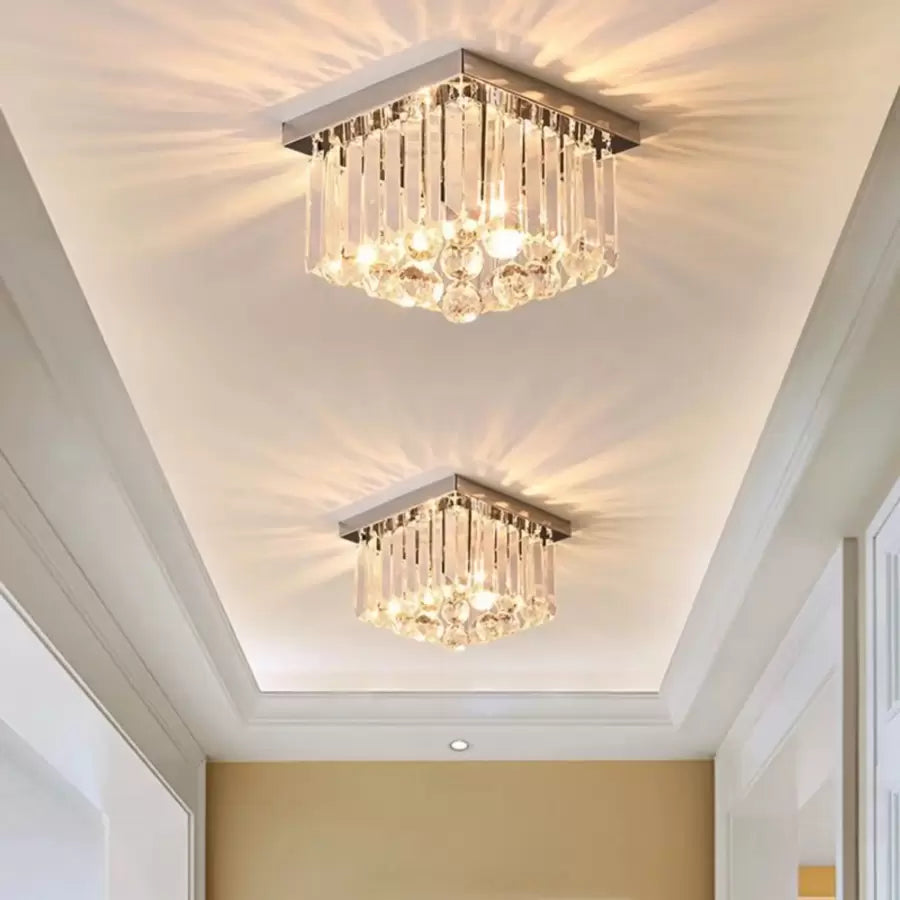 Lustra Cristal MARTINEZ Linear Luxe, Diametru 35cm, 4x E14, Crom Lucios – lustră LED, culoare argintie, 35 cm – RegalSto