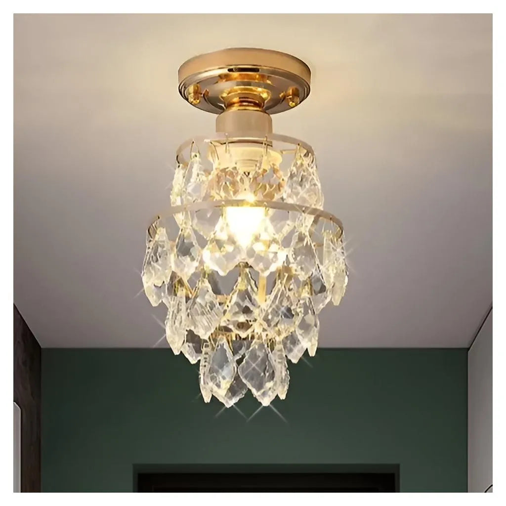 Lustra Ezzelin Cristal, 1*E27, Metal, Auriu – lustră LED, culoare aurie – RegalStore, iluminat interior