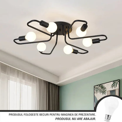 Lustra MODERNIST Hexa 6, 6x E27, Negru, Design Modern