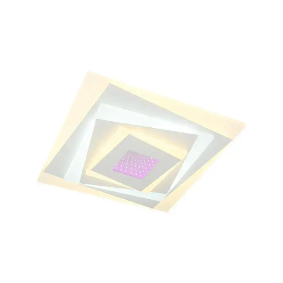 Lustra LED 3D NIVARA Patrata, Diametru 30cm, 20W RGB, Alb, Lumina Rece/Calda/Neutra