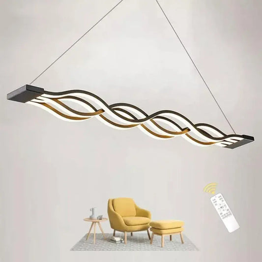 Lustra LED Suspendata cu Telecomanda WAVE, 100W, Inaltime Reglabila, Lumina Rece/Calda/Neutra, Dimabila, Negru