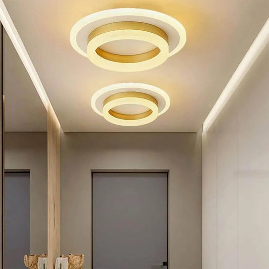 Lustra LED SOLENA Rotonda Alb Auriu, Diametru 25cm, 13W, Lumina Rece/Calda/Neutra